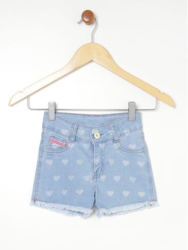 Short Jeans Infantil Para Menina - AZUL