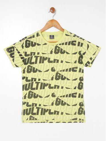 Camiseta Manga Curta Estampada Juvenil Para Menino AMARELO