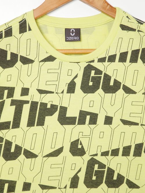 Camiseta Manga Curta Estampada Juvenil Para Menino AMARELO