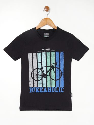 Camiseta Manga Curta Juvenil Para Menino PRETO