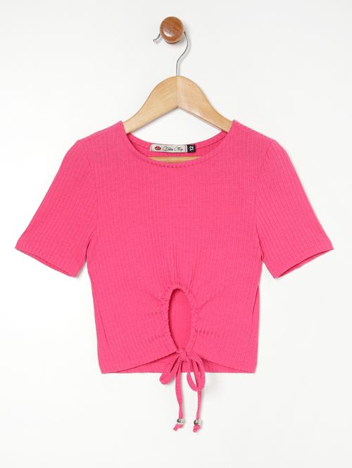 Blusa Manga Curta Juvenil Para Menina ROSA