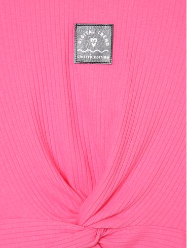 Blusa Cropped Manga Curta Juvenil Para Menina - PINK
