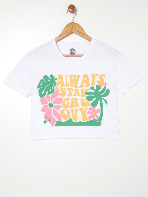 Blusa Manga Curta Juvenil Para Menina - BRANCO