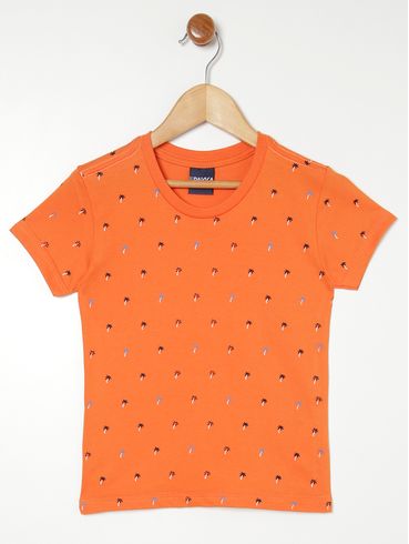 Camiseta Manga Curta Infantil Para Menino - LARANJA