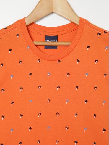 Camiseta Manga Curta Infantil Para Menino - LARANJA