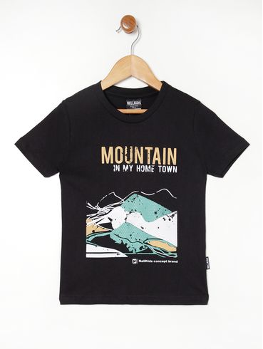 Camiseta Manga Curta Infantil Para Menino - PRETO