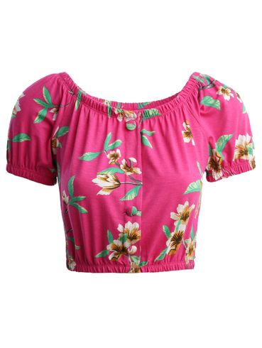 Blusa Cropped Ciganinha Feminina ROSA