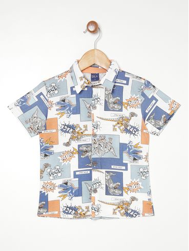 Camisa Estampada Infantil Para Menino - AZUL