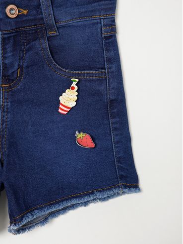 Short Jeans Infantil Para Menina - AZUL