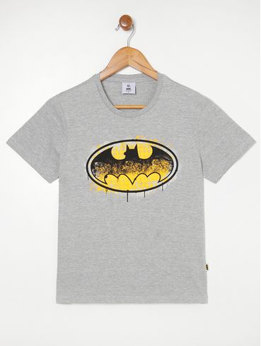 Camiseta Manga Curta Batman Juvenil Para Menino MESCLA