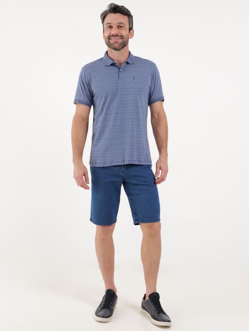 Polo Manga Curta Masculina Azul
