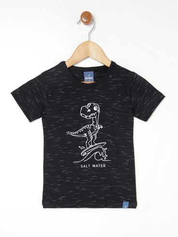Camiseta Manga Curta Infantil Para Menino - PRETO
