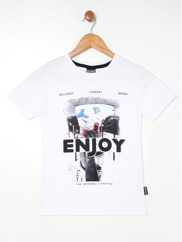 Camiseta Manga Curta Juvenil Para Menino BRANCO