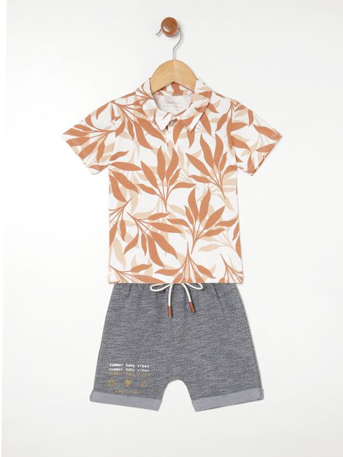 Conjunto Curto Infantil Para Menino - BEGE
