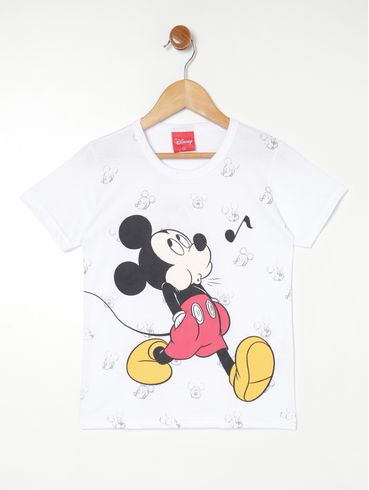 Camiseta Manga Curta Disney Infantil Para Menino - BRANCO