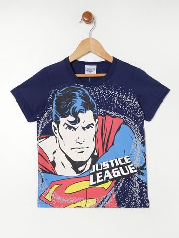 Camiseta Liga da Justiça Infantil Para Menino - AZUL