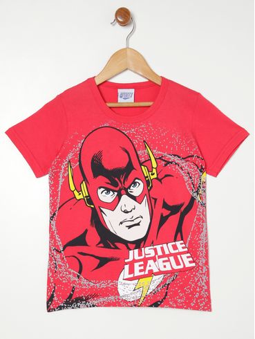 Camiseta Liga da Justiça Infantil Para Menino - VERMELHO