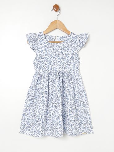 Vestido Estampado Infantil Para Menina - AZUL