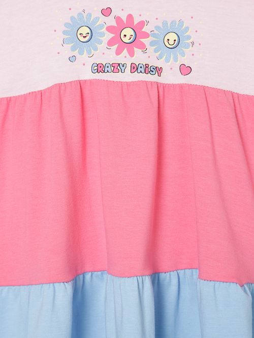 Vestido Tricolor Infantil Para Menina - ROSA