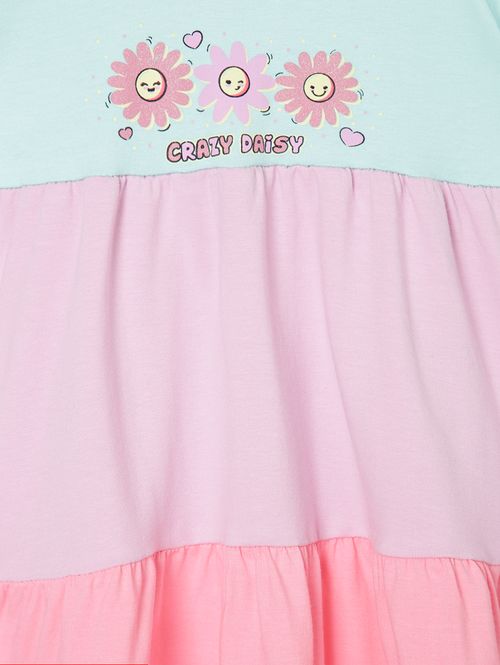 Vestido Tricolor Infantil Para Menina - VERDE