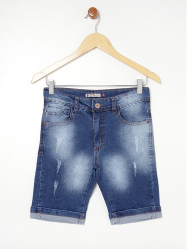 Bermuda Jeans Juvenil Para Menino - Azul