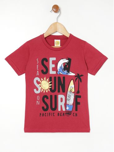 Camiseta Manga Curta Infantil Para Menino - VERMELHO