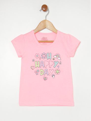 Blusa Manga Curta Infantil Para Menina ROSA