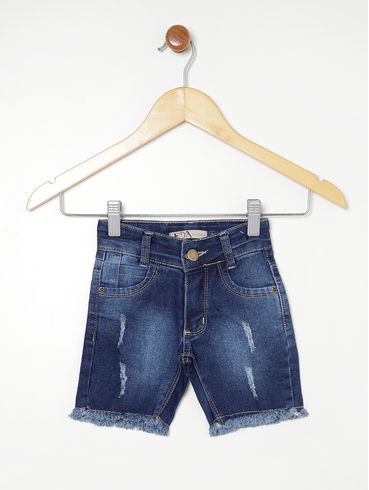 Bermuda Jeans Infantil Para Menino - AZUL
