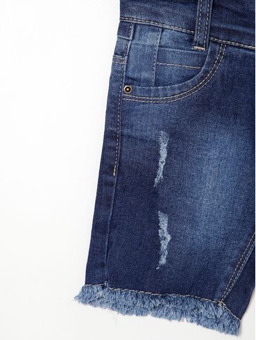 Bermuda Jeans Infantil Para Menino - AZUL