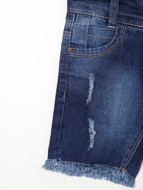 Bermuda Jeans Infantil Para Menino - AZUL