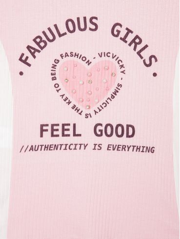 Blusa Manga Curta Canelada Juvenil Para Menina - ROSA