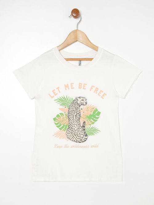 Blusa Manga Curta Juvenil Para Menina OFF WHITE