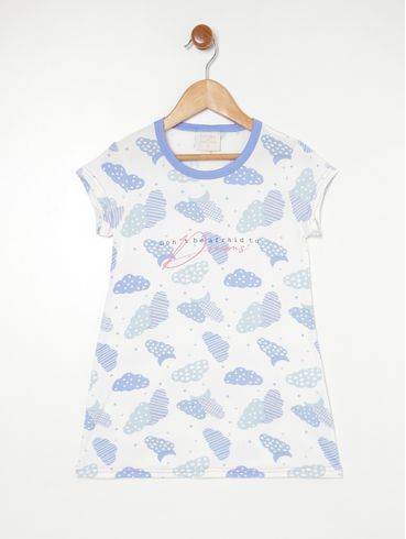 Camisola Infantil Para Menina BRANCO/AZUL