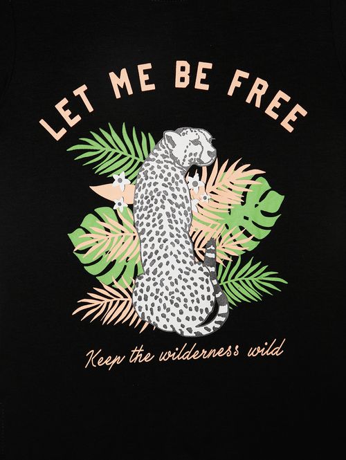 Blusa Manga Curta Juvenil Para Menina PRETO