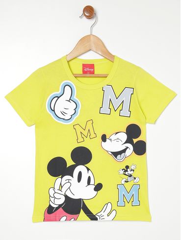 Camiseta Manga Curta Disney Infantil Para Menino AMARELO