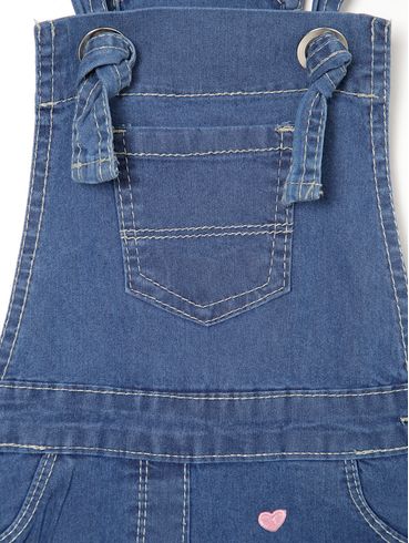 Macacão Jardineira Jeans Infantil Para Menina - AZUL