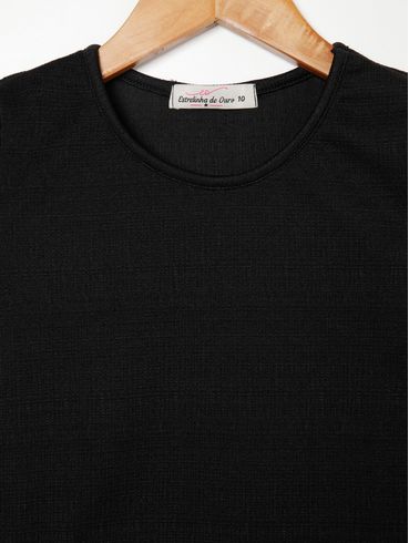 Blusa Manga Curta Cropped Juvenil Para Menina PRETO