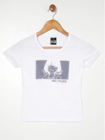 Blusa Manga Curta Juvenil Para Menina - BRANCO