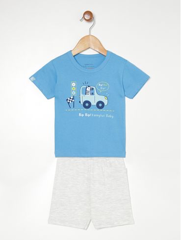 Conjunto Curto Infantil Para Bebê- AZUL