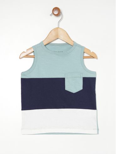 Camiseta Regata Infantil Para Menino - VERDE/MARINHO/OFF WHITE