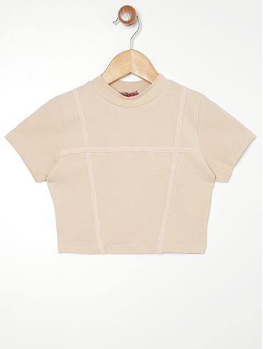 Blusa Manga Curta Juvenil Para Menina BEGE