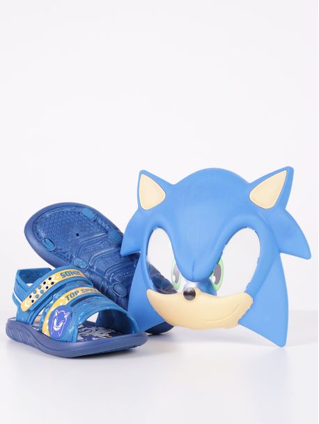 Sandália Infantil Grendene Kids Sonic Mask Menino - Azul+amarelo