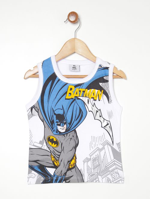 Camiseta Regata Batman Infantil Para Menino BRANCO