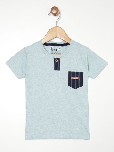 Camiseta Manga Curta Infantil Para Menino AZUL CLARO