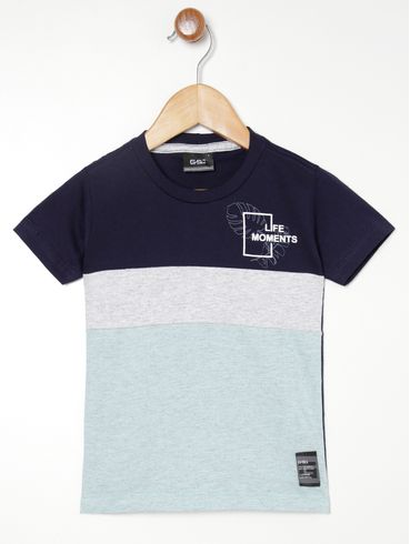 Camiseta Manga Curta Infantil Para Menino- MARINHO