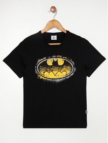 Camiseta Manga Curta Batman Juvenil Para Menino PRETO