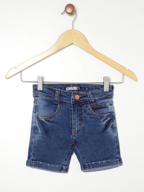 Bermuda Jeans Infantil Para Menino - AZUL