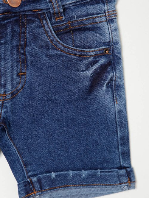 Bermuda Jeans Infantil Para Menino - AZUL