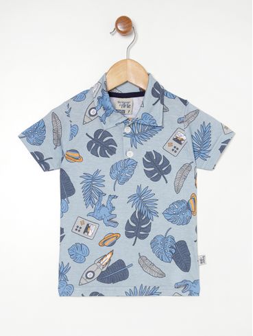 Polo Estampada Infantil para Menino - AZUL