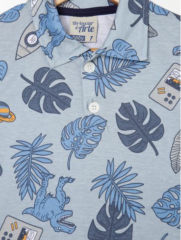 Polo Estampada Infantil para Menino - AZUL